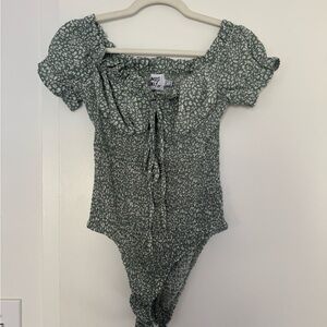 Princess Polly Sage Green Patterned Bodysuit